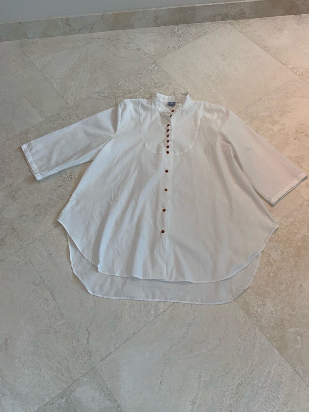 Fun A-Line White Button-Front High-Low Tunic Top Sz XLG